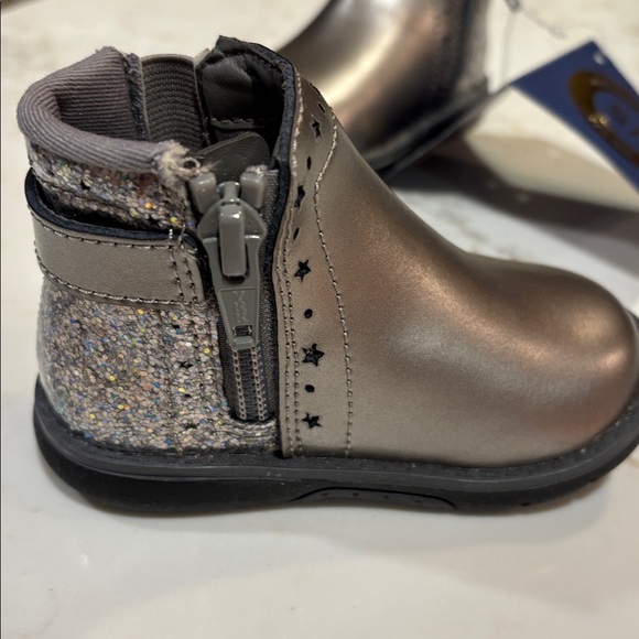 Stride Rite Steele Grey w Sparkle Ankle Boots toddler size 4 NWT - Picture 5 of 9